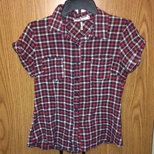 NWOT Short Sleeve Plaid Button Down